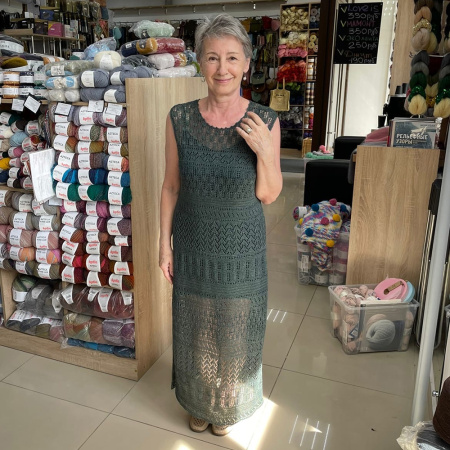 Описание вязания. Краткая инструкция. Льняное струящееся платье.