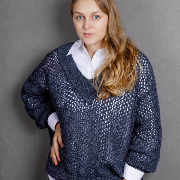 Описание вязания #Джемпер_в_ажуре