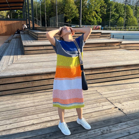 Описание вязания #Платье_полосатый_рейс Описание вязания #Платье_полосатый_рейс