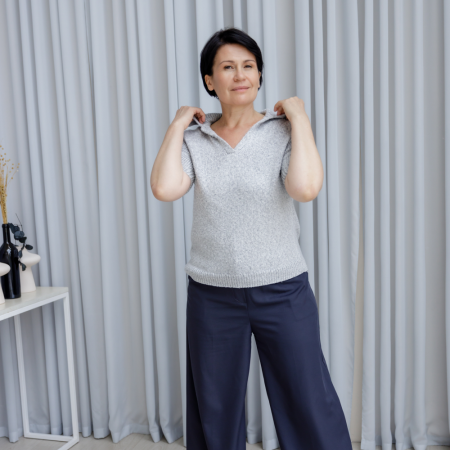 Описание вязания #Футболка_поло_втачной_рукав