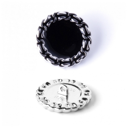 Пуговица CHANEL SS металл на ножке Саурон 23 мм (Черное серебро)