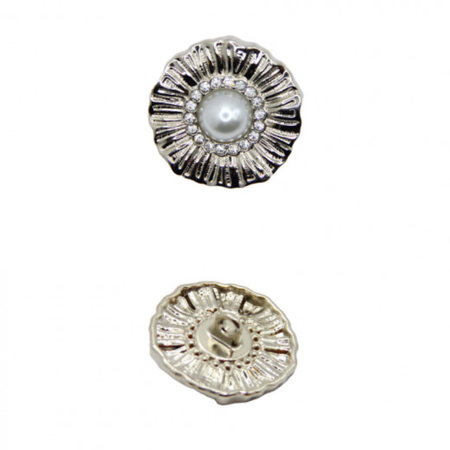Пуговица CHANEL SS металл на ножке Ромашка 23 мм (Серебро)