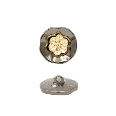 Пуговица CHANEL SS металл на ножке Кувшинка 23 мм (Черное золото)