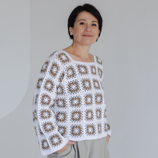 Описание вязания #Джемпер_кроше