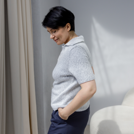 Описание вязания #Футболка_поло_втачной_рукав