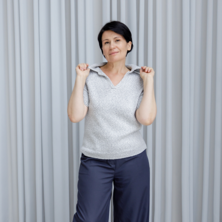 Описание вязания #Футболка_поло_втачной_рукав