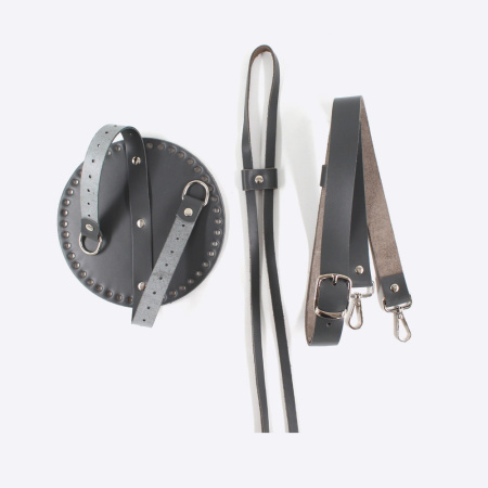 Набор на сумку ведро из натуральной кожи (Серый)