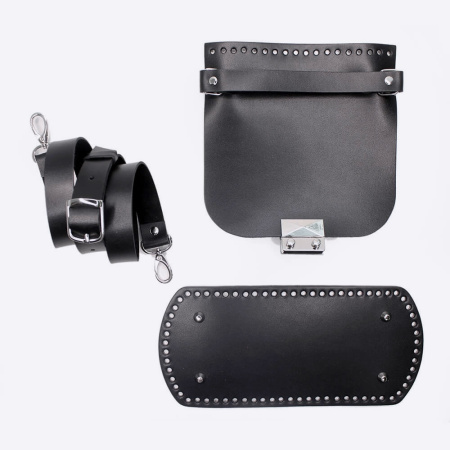 Набор для сумки Саквояж из натуральной кожи (Черный)