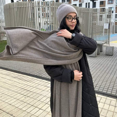 Кашемировый палантин by WoolDom, Мокка Мусс