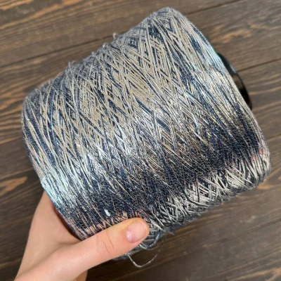 Бобина Silver Star ПОТАЛЬ (40% лен, 40% вискоза, 20% люрекс), 620 м. (8020, Серебряный джинс)