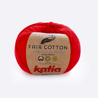 Пряжа Katia Fair Cotton (1018.4, Алый красный)