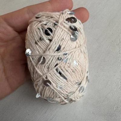 Королевские крафтовые пайетки (Кремовый с серебром)