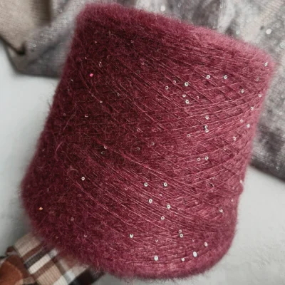 Бобина Silkid Sequins by WoolDom  (65% кидмохер, 25% шелк mulberry, 10% пайетки), 700 м. (19107, Шато Бордо)
