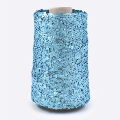 Бобина пайетки, Lustrosa Italy (50% хлопок, 50% пайетки) 200 м. (58773, Небесная глазурь, Пайетки Микс)