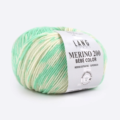 Пряжа Lang Yarns Merino 200 Bebe Color (155.0458, Зимняя мята)