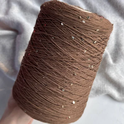 Бобина Хлопок с пайетками ShinyMix (95% хлопок пима, 5% пайетки). (Primavera, 420 м, 157, Махагон)