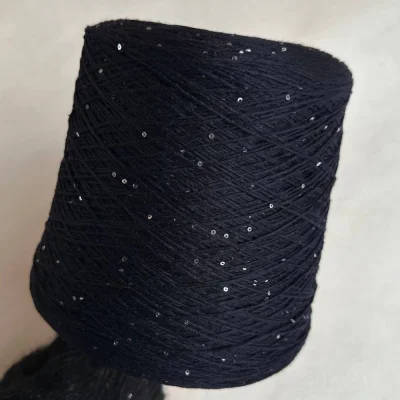 Бобина Cashmere Shine by Loro Piana (97% кашемир, 3% пайетки), 320 м. (64346, Ночь)