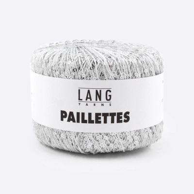 Пряжа Lang Paillettes (39.0001, Белый c серебром)