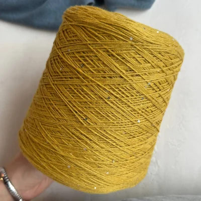 Бобина Cashmere Shine by Loro Piana (97% кашемир, 3% пайетки), 320 м. (6515, Горчичное зерно)