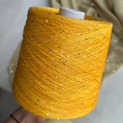 Бобина LINOSisik new СИСИК (72% лен, 20% шелк, 8% пайетки), 450 м. (1149, Манго)