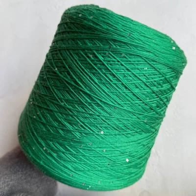 Бобина Kachinelli Merino (85% меринос, 4% хлопок, 11% пайетки), 310 м. (6781, Папоротник)