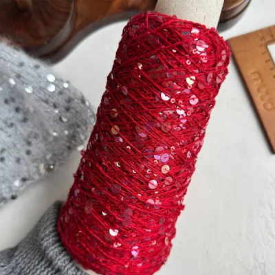 Бобина пайетки, Lustrosa Italy (50% хлопок, 50% пайетки) 200 м. (3511, Валентино, Пайетки Микс)