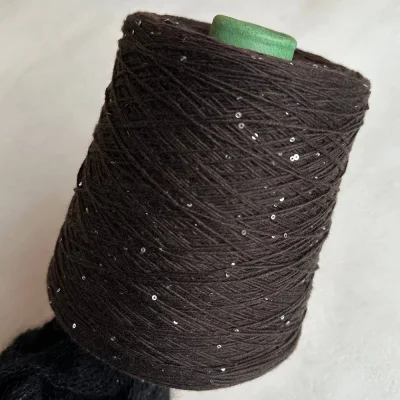 Бобина Cashmere Shine by Loro Piana (97% кашемир, 3% пайетки), 320 м. (64341, Дарк Шоко)