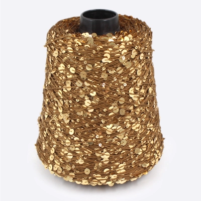 Бобина Пайетки, CARILLON 2000 (50% хлопок, 50% пайетки) 200 м. (67322, Кофейное золото)