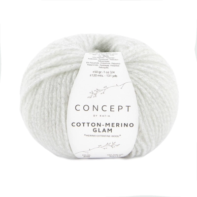 Пряжа Katia Cotton-Merino Glam (1300.308, Белое серебро)