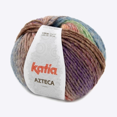 Пряжа Katia Azteca (493.7876, Желтый-джинс-слива)