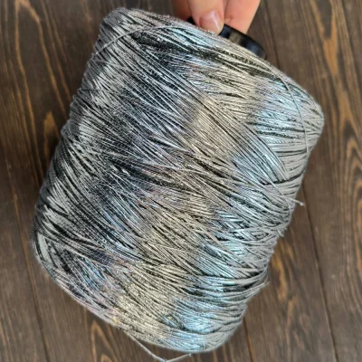 Бобина Silver Star ПОТАЛЬ (40% лен, 40% вискоза, 20% люрекс), 620 м. (5417, Серебряная ель)