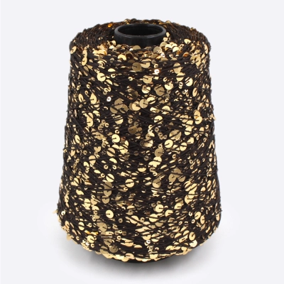 Бобина Пайетки, CARILLON 2000 (50% хлопок, 50% пайетки) 200 м. (67351, Черное золото)