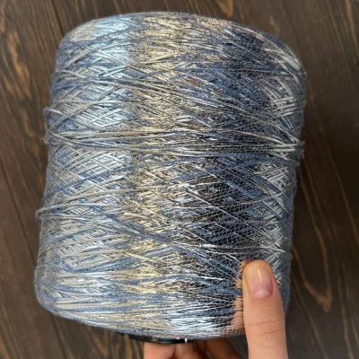 Бобина Silver Star ПОТАЛЬ (40% лен, 40% вискоза, 20% люрекс), 620 м. (8022, Серебряная волна)