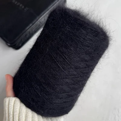 Бобина ангора 90 BELANGOR FRANCE (90% ангора, 10% ПА), 650 м. (Черный, Black)