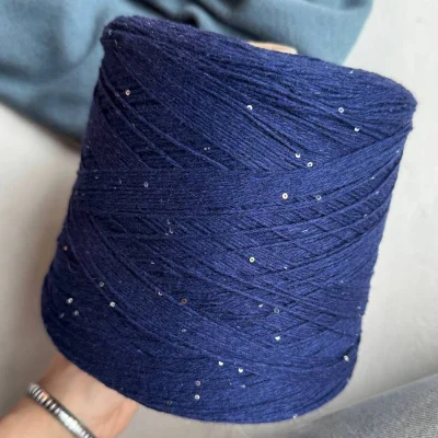 Бобина Cashmere Shine by Loro Piana (97% кашемир, 3% пайетки), 320 м. (66212, Сапфир)