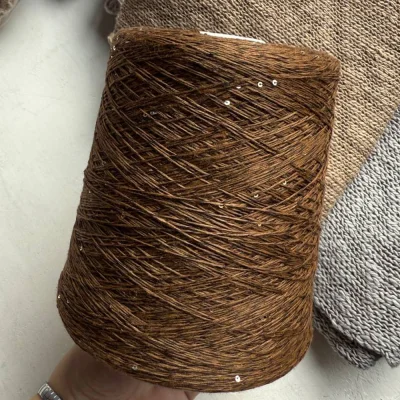 Бобина LINOSisik СИСИК  (72% лен, 20% шелк, 8% пайетки), 450 м. (1253, Викун)