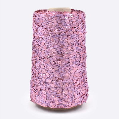 Бобина пайетки, Lustrosa Italy (50% хлопок, 50% пайетки) 200 м. (58771, Дикая орхидея, Пайетки Микс)