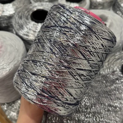 Бобина Silver Star ПОТАЛЬ (40% лен, 40% вискоза, 20% люрекс), 620 м. (8032, Серебряный синий)