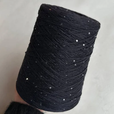 Бобина Cashmere Shine by Loro Piana (97% кашемир, 3% пайетки), 320 м. (64330, Ночь темна)