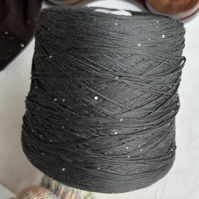 Бобина Kachinelli Merino (85% меринос, 4% хлопок, 11% пайетки), 310 м. (11121, Пыльный еловый)
