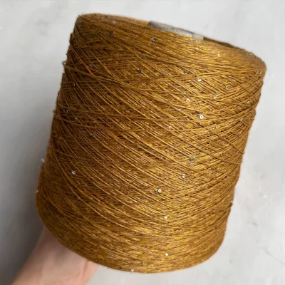 Бобина LINOSisik new СИСИК (72% лен, 20% шелк, 8% пайетки), 450 м. (4455 6137 8755 1233, Золотой слиток)