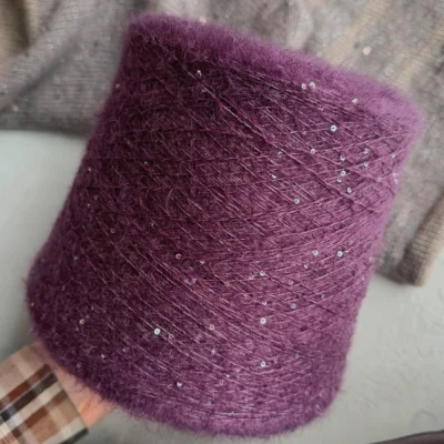 Бобина Silkid Sequins by WoolDom  (65% кидмохер, 25% шелк mulberry, 10% пайетки), 700 м. (19063, Карамельный инжир)