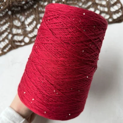 Бобина Cotton Paillettes Mix (95% хлопок, 5% сияние). (183 Emilcottoni, Кармин, 500 м.)