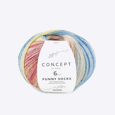Пряжа Katia Funny Socks 6-ply (1400.155, Рубиновый восход)