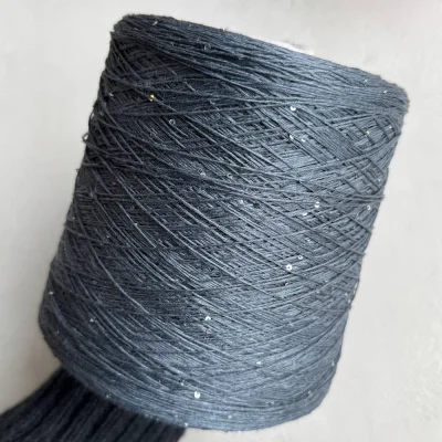 Бобина LINOSisik СИСИК  (72% лен, 20% шелк, 8% пайетки), 450 м. (9294, Деним)