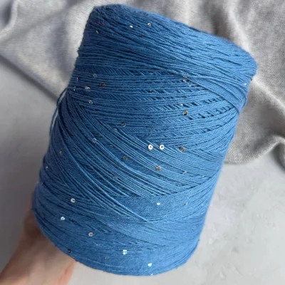 Бобина ShinyMix (95% хлопок пима, 5% пайетки). (Primavera, 420 м, Cielo, Голубая вода)