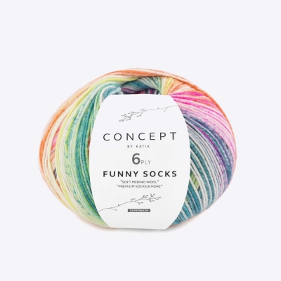 Пряжа Katia Funny Socks 6-ply (1400.150, Пастельная радуга)