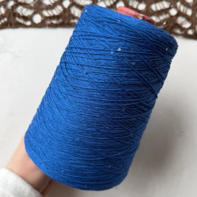 Бобина Cotton Paillettes Mix (95% хлопок, 5% сияние). (Bluette Eco-cotton, Циан, 450 м.)