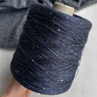 Бобина LINOSisik СИСИК  (72% лен, 20% шелк, 8% пайетки), 450 м. (14694 2283 2285, Синий без подтона)